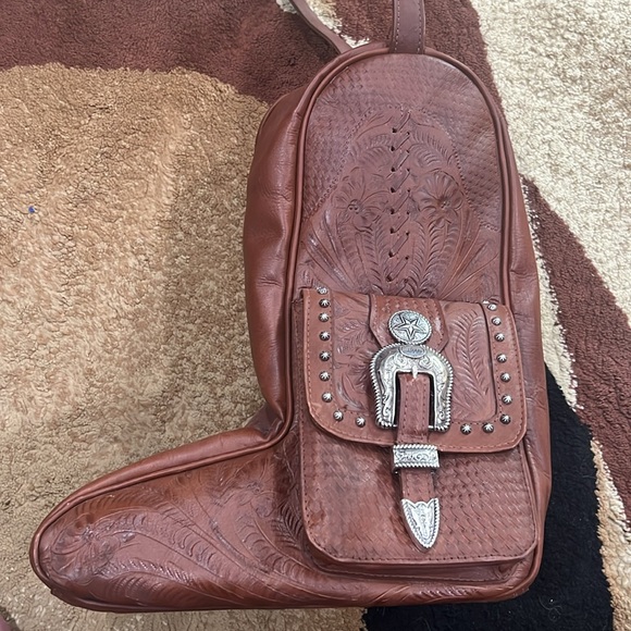 American West Leather Boot Case-Hand tooled - Picture 2 of 6
